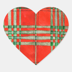 PEGATINAS del corazón de RED SCOTT TARTAN