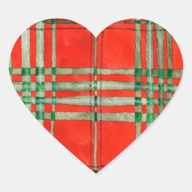 PEGATINAS del corazón de RED SCOTT TARTAN (Anverso)