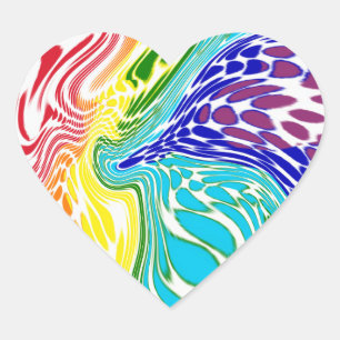 Pegatinas del corazón de remolino arco iris