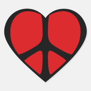Pegatinas del corazón de señas de paz