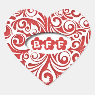 Pegatinas del corazón del BFF rojo