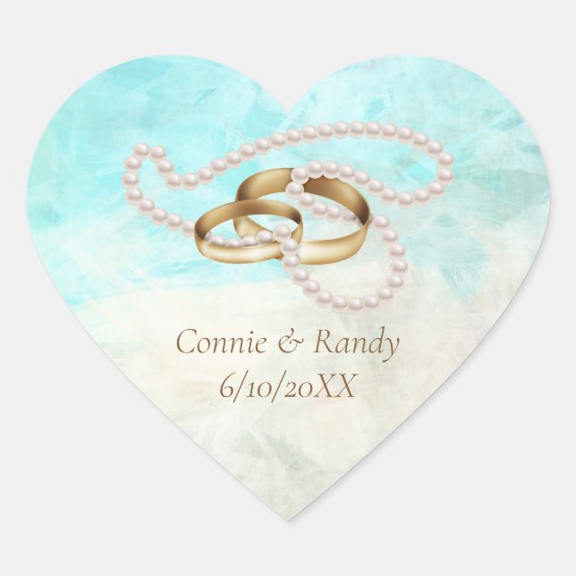 Pegatinas del corazón del Boda tropical (Anverso)