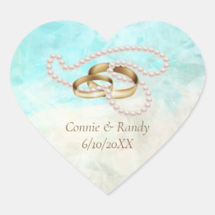 Pegatinas del corazón del Boda tropical