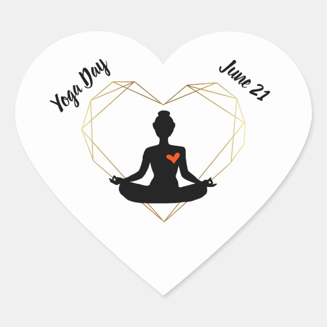 Pegatinas del Corazón del Día del Yoga (Anverso)