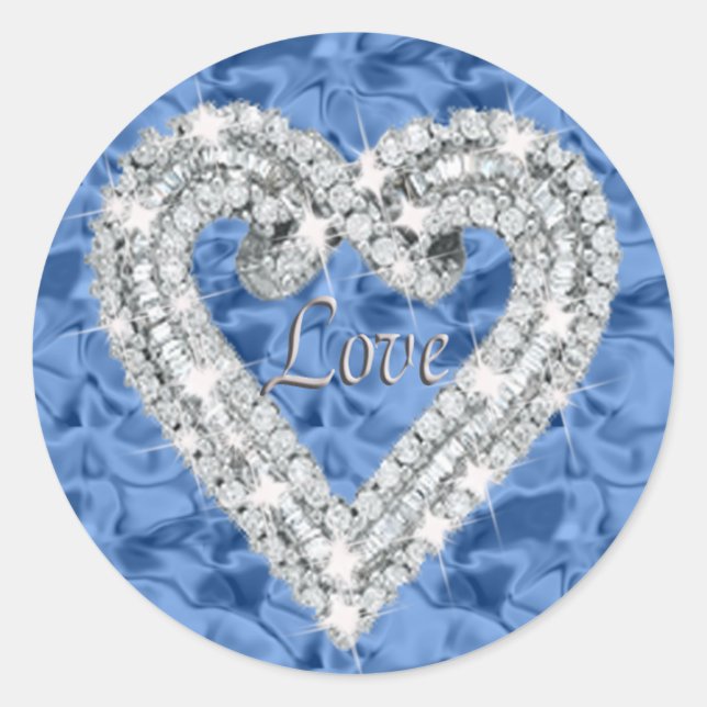Pegatinas del corazón del diamante de amor azul (Anverso)