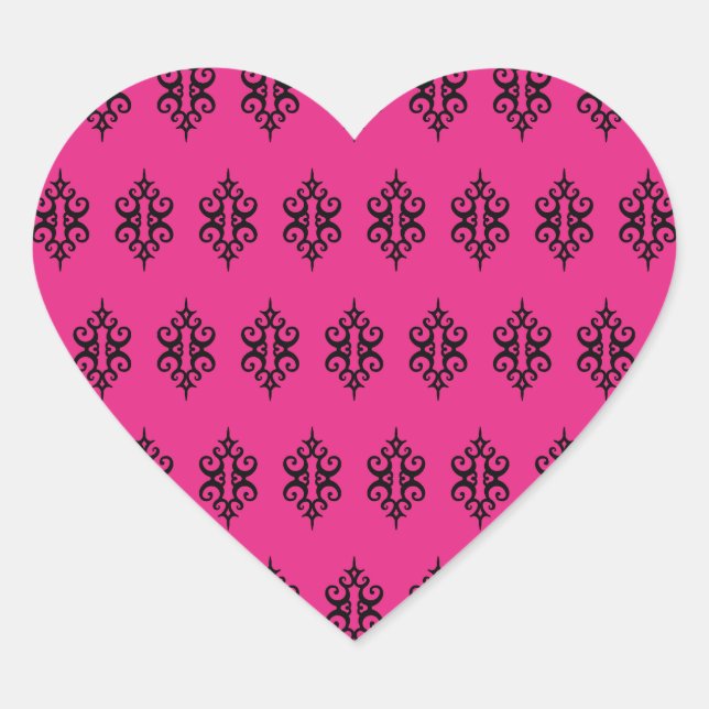 Pegatinas del corazón del encaje rosado brillante (Anverso)