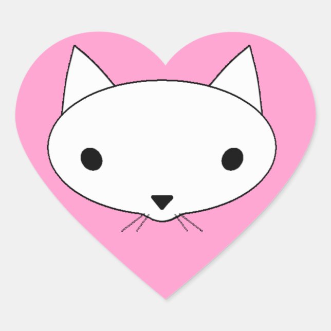Pegatinas del corazón del gato gatito - fondo rosa (Anverso)