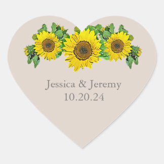 Pegatinas del corazón del girasol