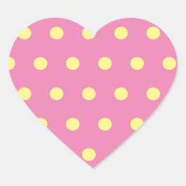 Pegatinas del corazón del Punto Polka (amarillo ro