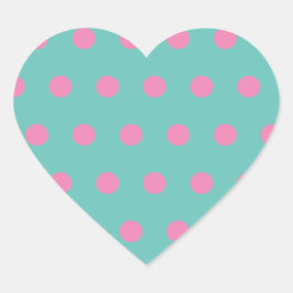 Pegatinas del corazón del Punto Polka (Aqua & Pink