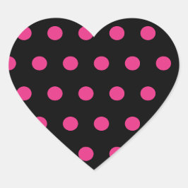 Pegatinas del corazón del Punto Polka (rosa negro