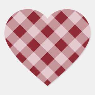 Pegatinas del Corazón Rojo Gingham del País