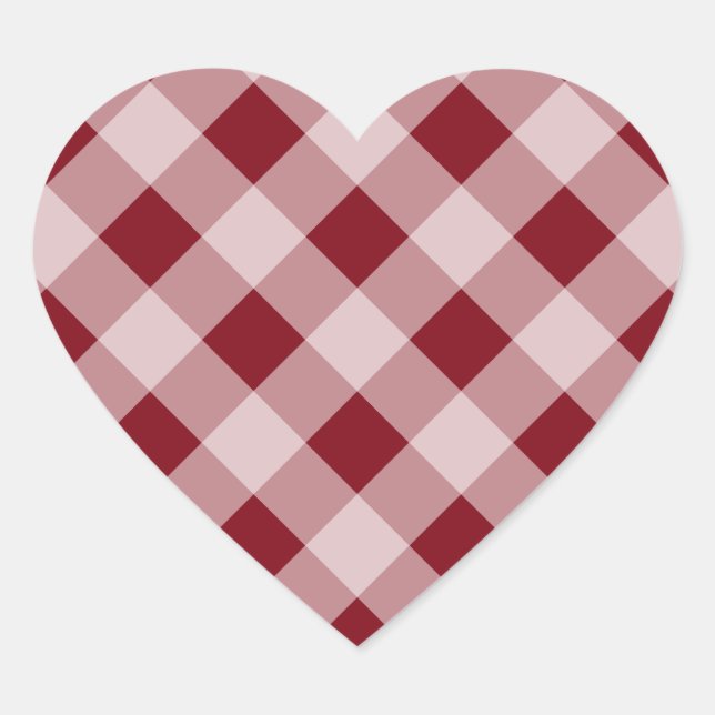 Pegatinas del Corazón Rojo Gingham del País (Anverso)