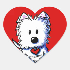 Pegatinas del Corazón Rojo Westie de KiniArt