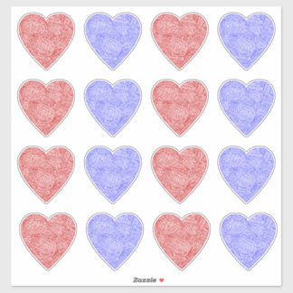 Pegatinas del corazón rojo y azul