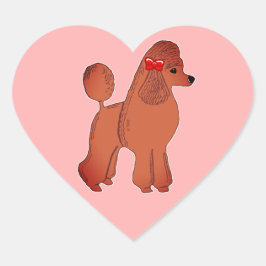 Pegatinas del corazón rosado del caniche estándar 
