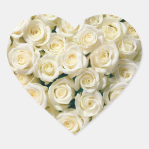 Pegatinas del corazón-rosas blancas