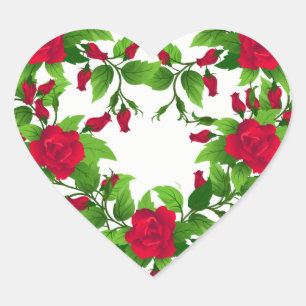 Pegatinas del corazón-rosas rojas