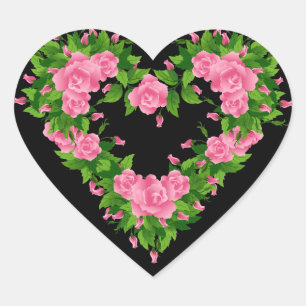 Pegatinas del corazón-rosas rosadas