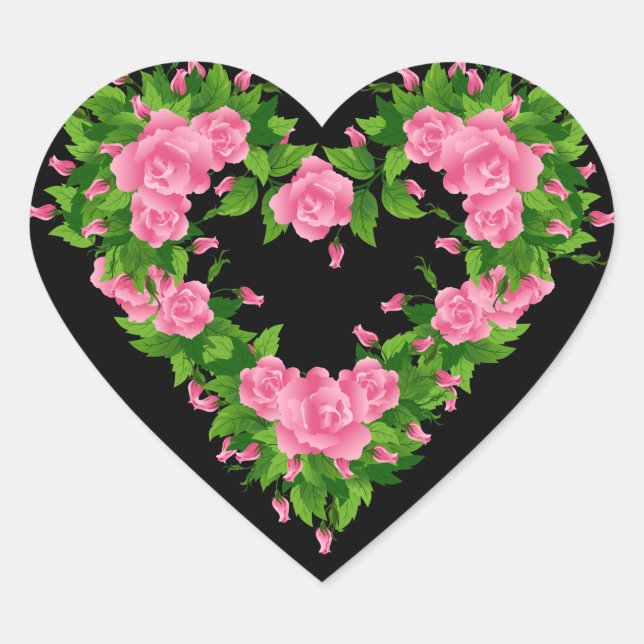 Pegatinas del corazón-rosas rosadas (Anverso)