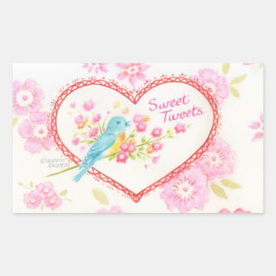 Pegatinas del corazón tuits dulces Floral de pájar