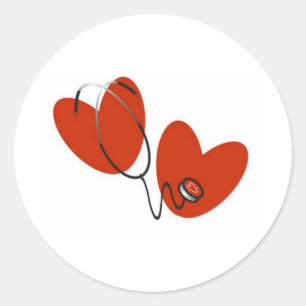 Pegatinas del corazón y estetioscopio