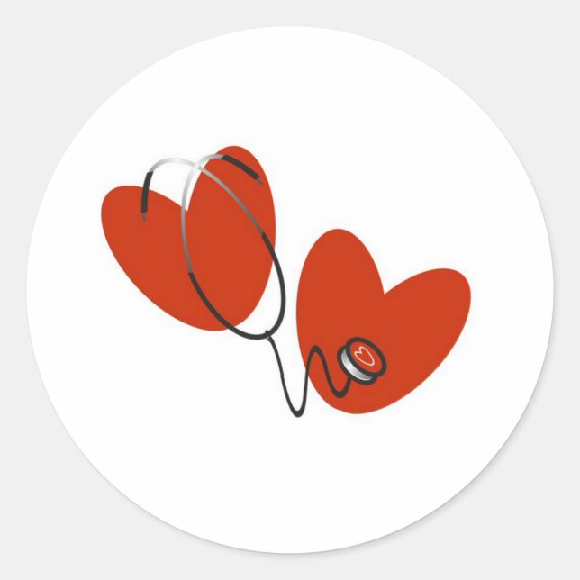 Pegatinas del corazón y estetioscopio (Anverso)