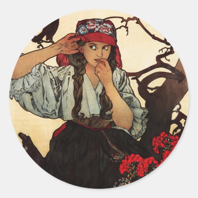 Pegatinas del coro de profesores de Alphonse Mucha (Anverso)