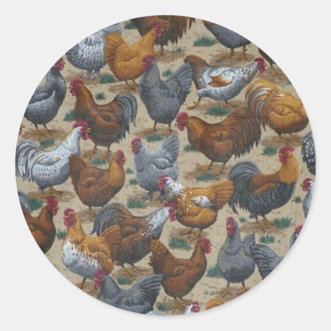 Pegatinas del Country Farm Fun Roosters & Hens (Anverso)
