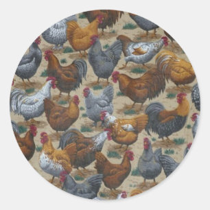 Pegatinas del Country Farm Fun Roosters & Hens