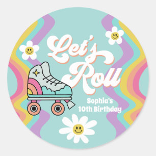 Pegatinas del cumpleaños Rainbow Skler de Retro Ro