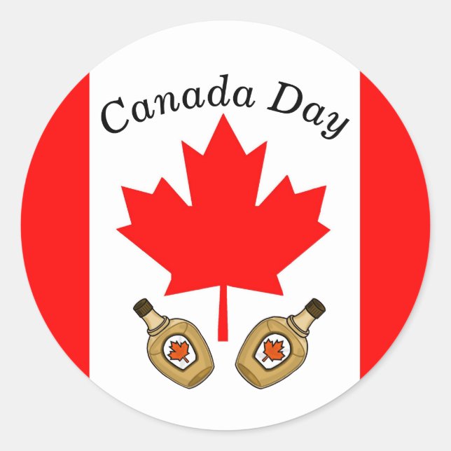 Pegatinas del Día de Canadá - Bandera y jarabe de  (Anverso)