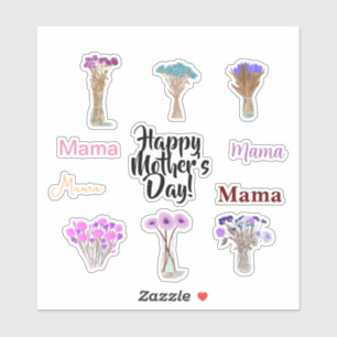 Pegatinas del Día de las Madres Florales en la bon
