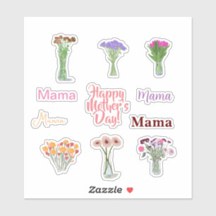 Pegatinas del Día de las Madres Florales en la bon