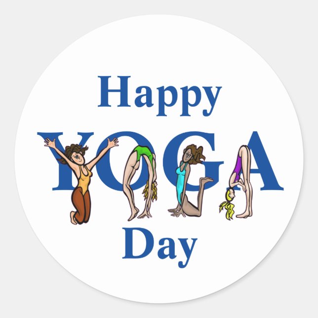 Pegatinas del Día del Yoga + Posiciones de Mujeres (Anverso)