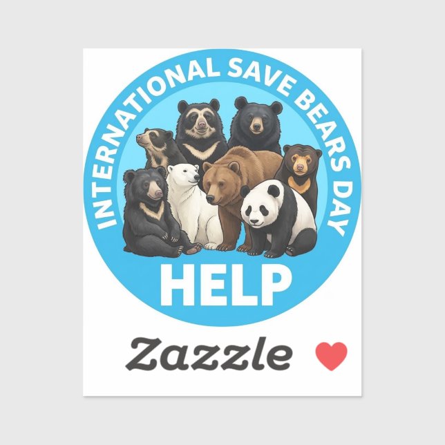 Pegatinas del día internacional de salvar osos. (Hoja)