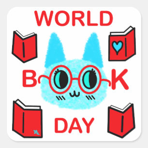 Pegatinas del Día Mundial del Libro FuZy Cat