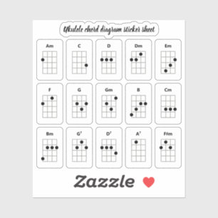Pegatinas del Diagrama de acordes de Ukulele Pal