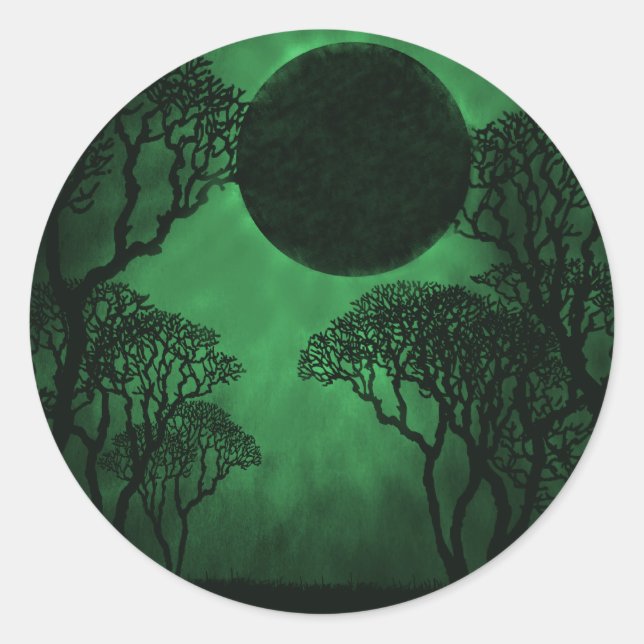 Pegatinas del eclipse de bosque oscuro, verde (Anverso)