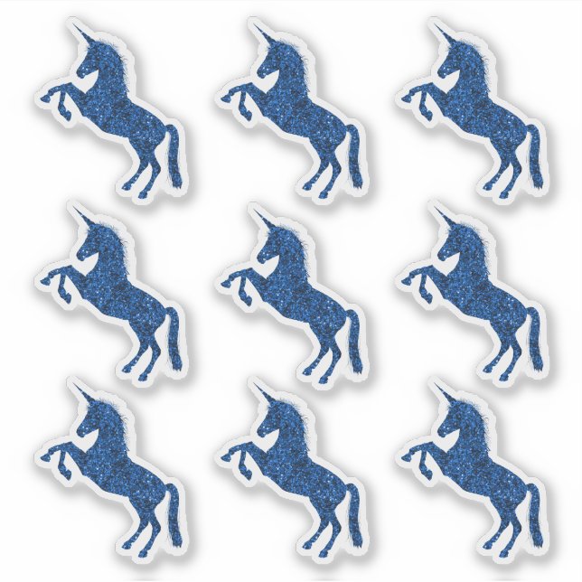 Pegatinas del efecto Purpurina azul de unicornio (Anverso)