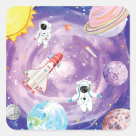 Pegatinas del espacio ultraterrestre de acuarela