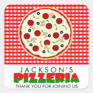 Pegatinas del favor de fiesta de la pizza de la