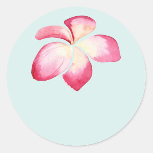 Pegatinas del Favor de la Boda Rosa Plumeria Tropi