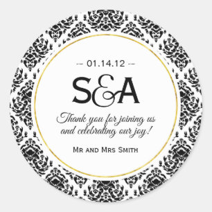 Pegatinas del Favorito de Damasco Blanco y Negro