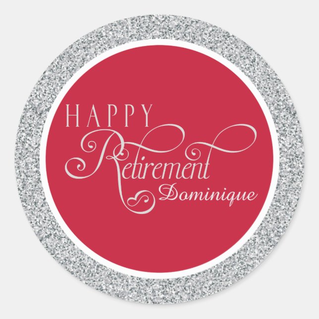 Pegatinas del Fiesta de Jubilación Rojo Moderno (Anverso)