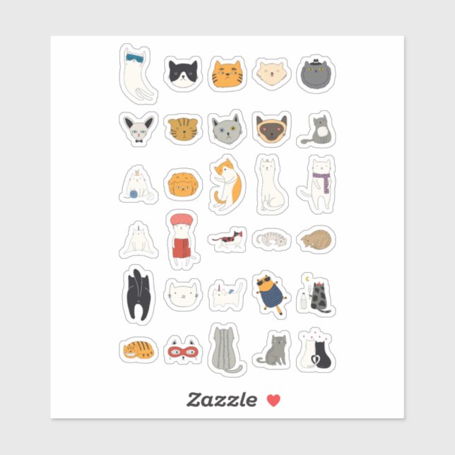 Pegatinas del gato (Hoja)