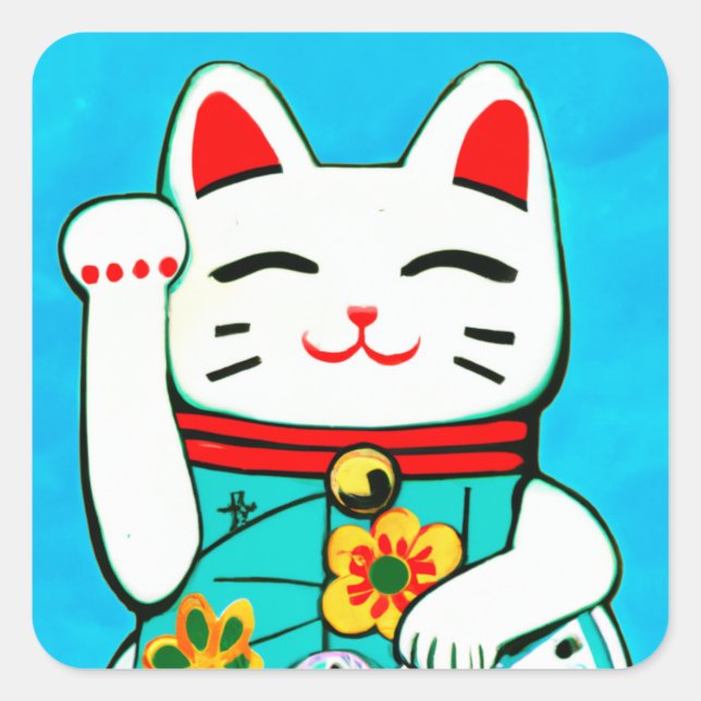Pegatinas del gato Lucky Maneki Neko (Anverso)