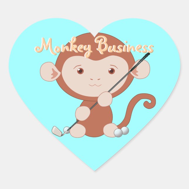 Pegatinas del Golfing Monkey Heart (Anverso)
