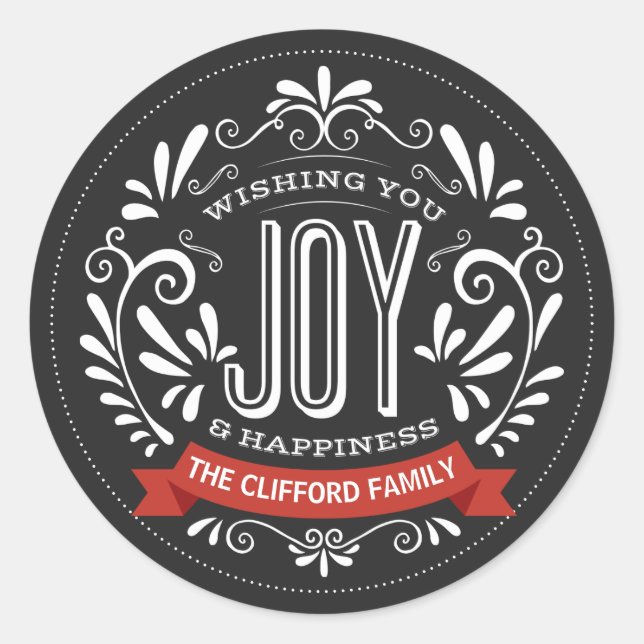 PEGATINAS DEL HOLIDAY JOY ROUND CHALKBOARD (Anverso)