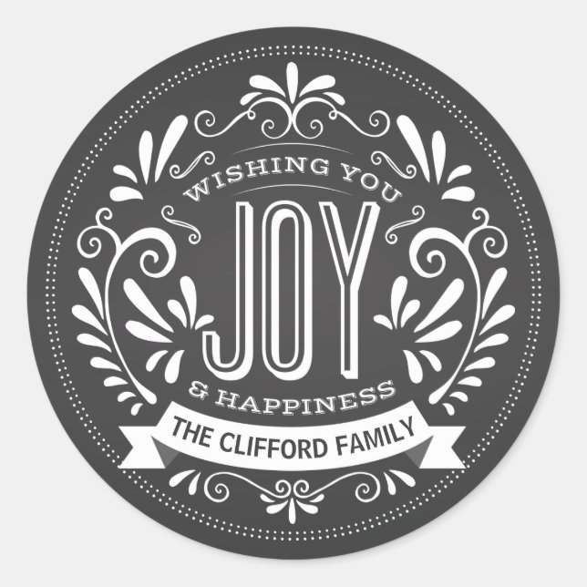 PEGATINAS DEL HOLIDAY JOY ROUND CHALKBOARD (Anverso)